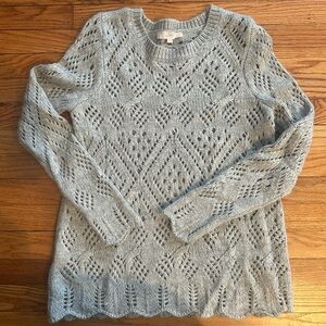 LOFT gray Textured Knit Sweater